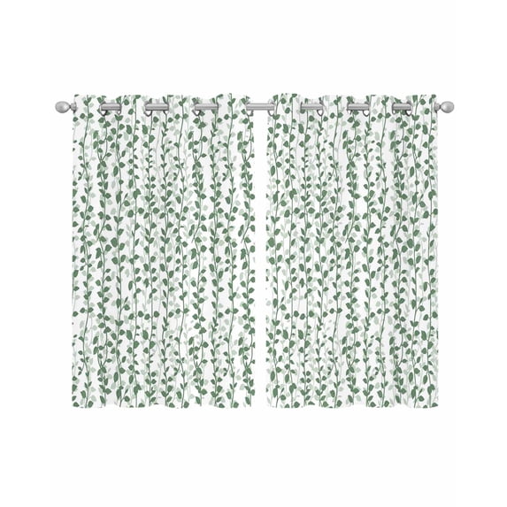 Green Ivy Leaves Sheer Curtains 45 Inch Length 2 Panels Set for Living Room/Bedroom, Spring Plants Botanical Modern Country Kitchen Curtains Grommet Semi-Sheer Curtains Window Treatments 42"x45"x2