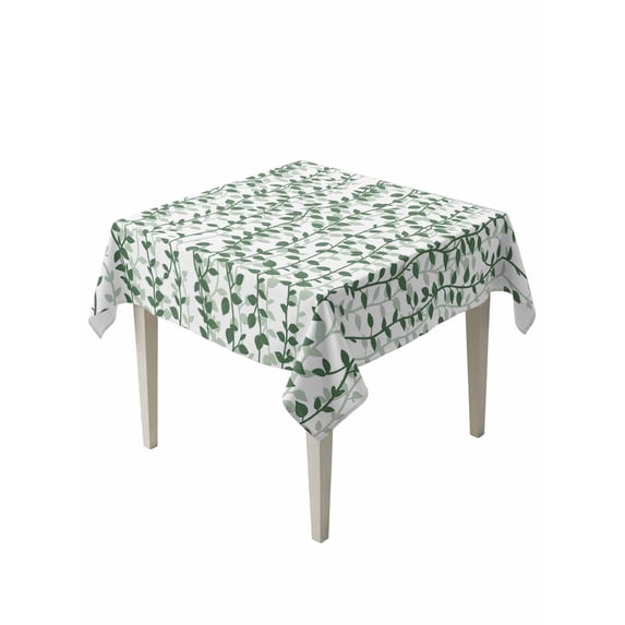 Green Ivy Leaves Table Cloth, Waterproof Tablecloth for Square Tables, Spring Plants Botanical Modern Country Reusable Washable Fabric Table Cover for Restaurant Kitchen Dining Tables 54"x54"