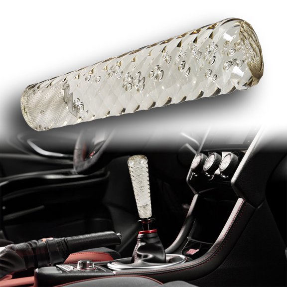 Clear JDM Spiral Crystal VIP Style Manual Bubble Shifter Shift Knob Head - 15CM