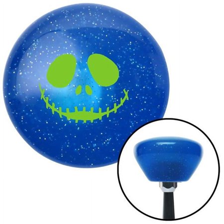Green Jack O Lantern Face Blue Retro Metal Flake Shift Knob with M16 x 1.5 Insert