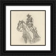 thumbnail image 1 of Green, Jacob 12x12 Black Ornate Wood Framed with Double Matting Museum Art Print Titled - Western Rider Sketch II, 1 of 4
