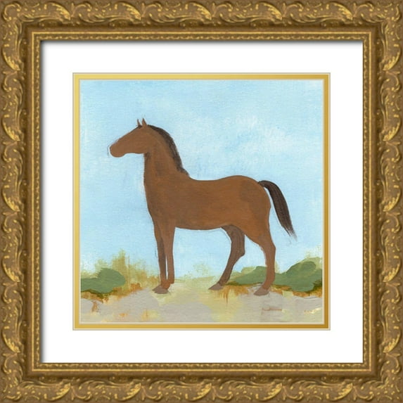 Green, Jacob 12x12 Gold Ornate Wood Framed with Double Matting Museum Art Print Titled - Wild Pony IV