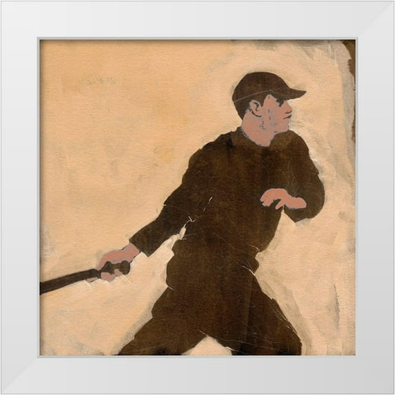 Green, Jacob 12x12 White Modern Wood Framed Museum Art Print Titled - Baseballer III