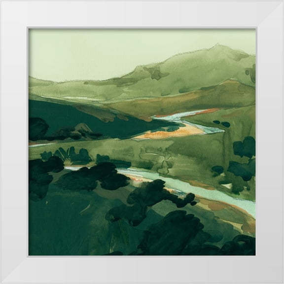 Green, Jacob 12x12 White Modern Wood Framed Museum Art Print Titled - Winding Green River II