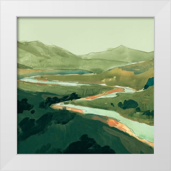Green, Jacob 12x12 White Modern Wood Framed Museum Art Print Titled - Winding Green River I