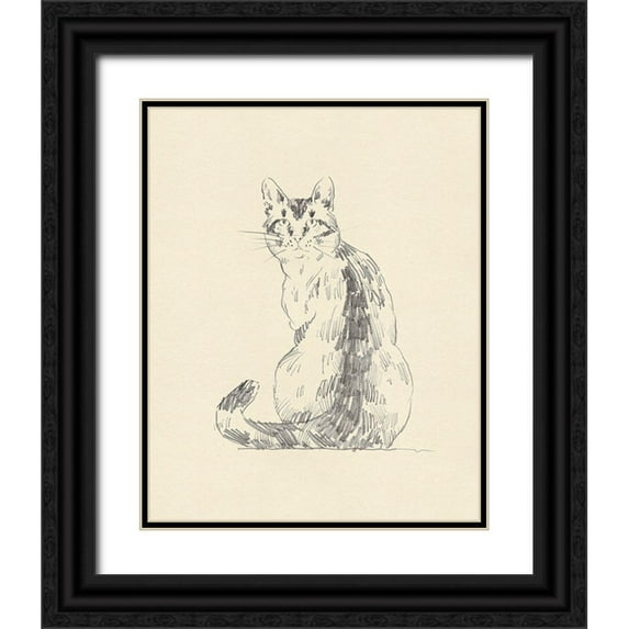 Green, Jacob 12x14 Black Ornate Wood Framed with Double Matting Museum Art Print Titled - House Cat V