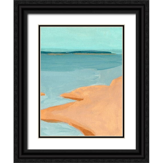 Green, Jacob 12x14 Black Ornate Wood Framed with Double Matting Museum Art Print Titled - Out on the Sandbar III