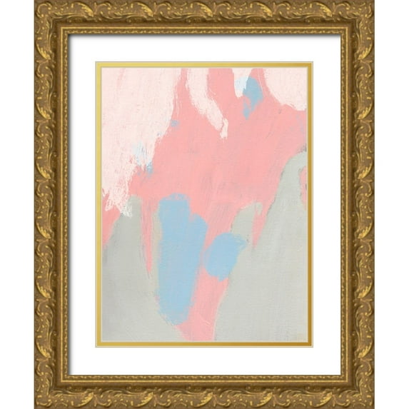 Green, Jacob 12x14 Gold Ornate Wood Framed with Double Matting Museum Art Print Titled - Blushing Abstract III