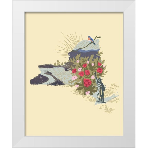 Green, Jacob 12x14 White Modern Wood Framed Museum Art Print Titled - Illustrated State-New York