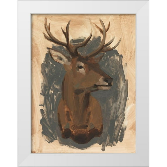 Green, Jacob 12x14 White Modern Wood Framed Museum Art Print Titled - Red Deer Stag I