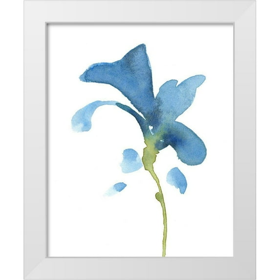 Green, Jacob 12x14 White Modern Wood Framed Museum Art Print Titled - Striking Blue Iris V