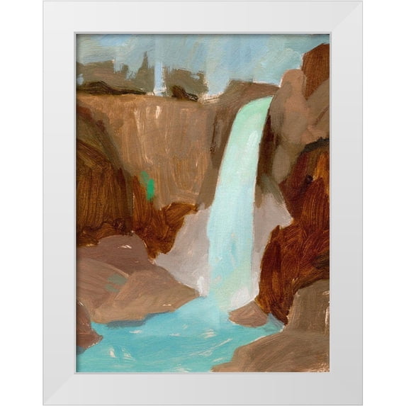 Green, Jacob 12x14 White Modern Wood Framed Museum Art Print Titled - Turquoise Falls II