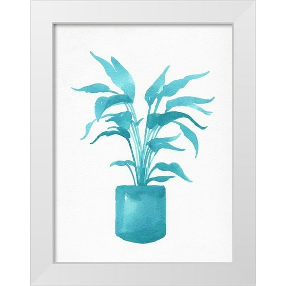 Green, Jacob 12x14 White Modern Wood Framed Museum Art Print Titled - Watercolor House Plant IV