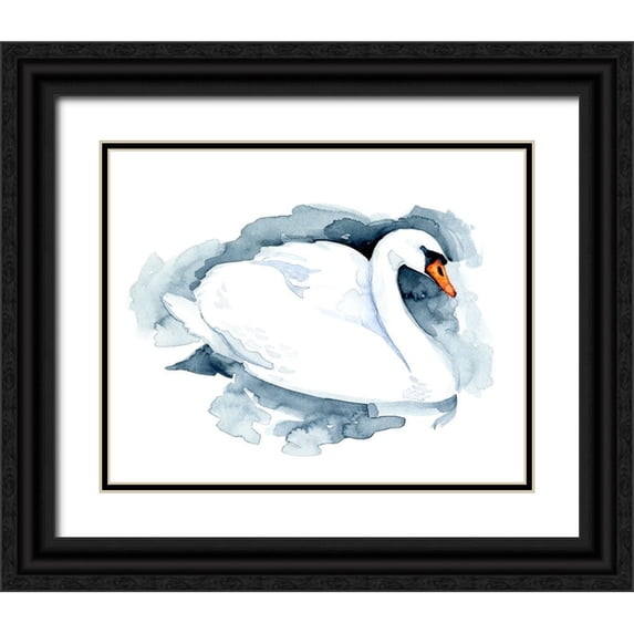 Green, Jacob 14x12 Black Ornate Wood Framed with Double Matting Museum Art Print Titled - Silverlake Swan I
