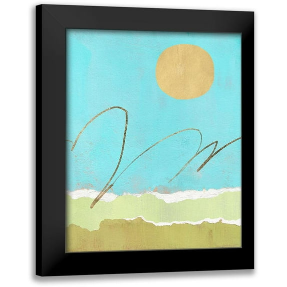 Green, Jacob 15x18 Black Modern Framed Museum Art Print Titled - Green and Gold Pieced Landscape II