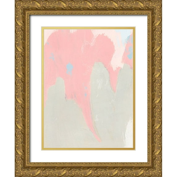 Green, Jacob 15x18 Gold Ornate Wood Framed with Double Matting Museum Art Print Titled - Blushing Abstract IV