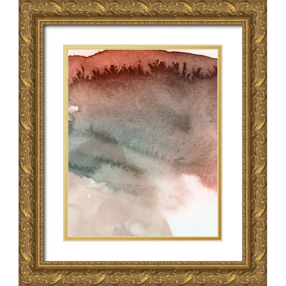 Green, Jacob 15x18 Gold Ornate Wood Framed with Double Matting Museum Art Print Titled - Red Ochre Abstract IV