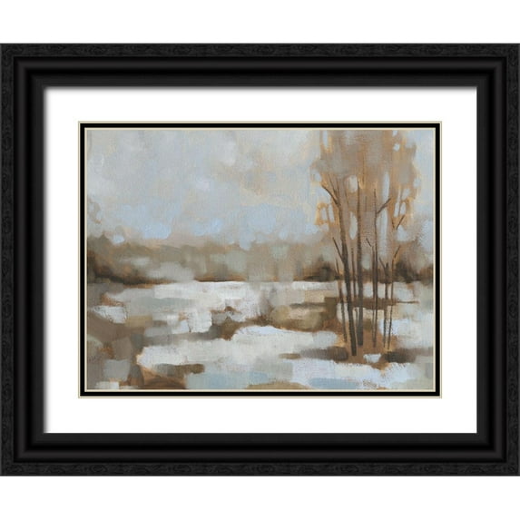 Green, Jacob 18x15 Black Ornate Wood Framed with Double Matting Museum Art Print Titled - Snowscape II