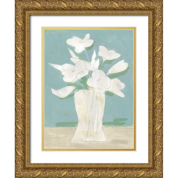 Green, Jacob 19x24 Gold Ornate Wood Framed with Double Matting Museum Art Print Titled - Muted Spring Arrangement I