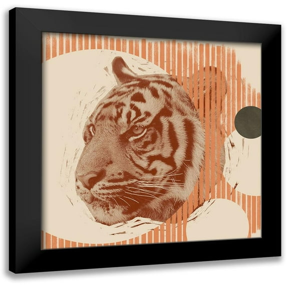 Green, Jacob 20x20 Black Modern Framed Museum Art Print Titled - Pop Art Tiger II