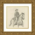 thumbnail image 1 of Green, Jacob 20x20 Gold Ornate Wood Framed with Double Matting Museum Art Print Titled - Western Rider Sketch I, 1 of 4
