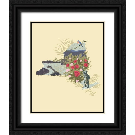 Green, Jacob 20x24 Black Ornate Wood Framed with Double Matting Museum Art Print Titled - Illustrated State-New York