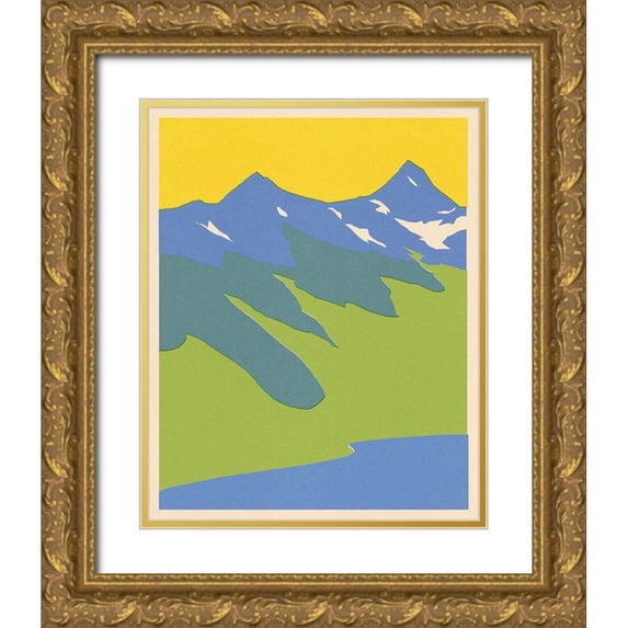Green, Jacob 20x24 Gold Ornate Wood Framed with Double Matting Museum Art Print Titled - Bright Glacial Lake II