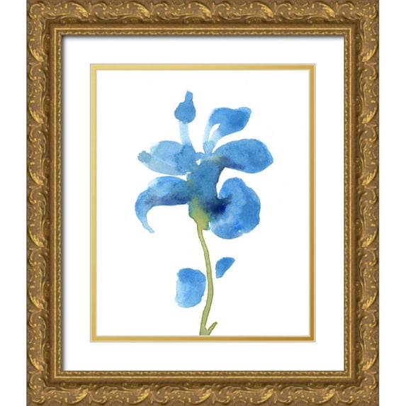 Green, Jacob 20x24 Gold Ornate Wood Framed with Double Matting Museum Art Print Titled - Striking Blue Iris III