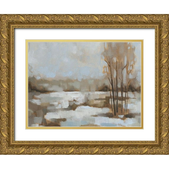 Green, Jacob 24x19 Gold Ornate Wood Framed with Double Matting Museum Art Print Titled - Snowscape II