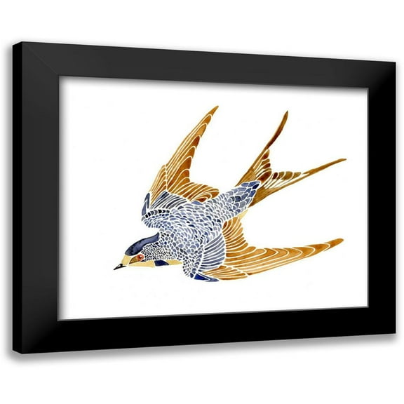 Green, Jacob 24x20 Black Modern Framed Museum Art Print Titled - Jeweled Barn Swallow II