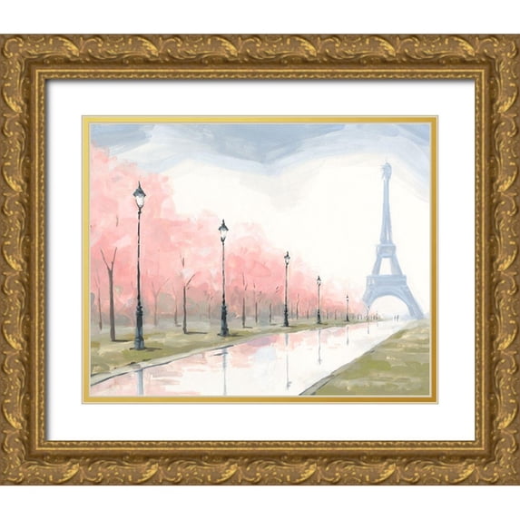 Green, Jacob 24x20 Gold Ornate Wood Framed with Double Matting Museum Art Print Titled - Paris au Printemps I