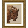thumbnail image 1 of Green, Jacob 25x32 Gold Ornate Wood Framed with Double Matting Museum Art Print Titled - Tiled Bison I, 1 of 4