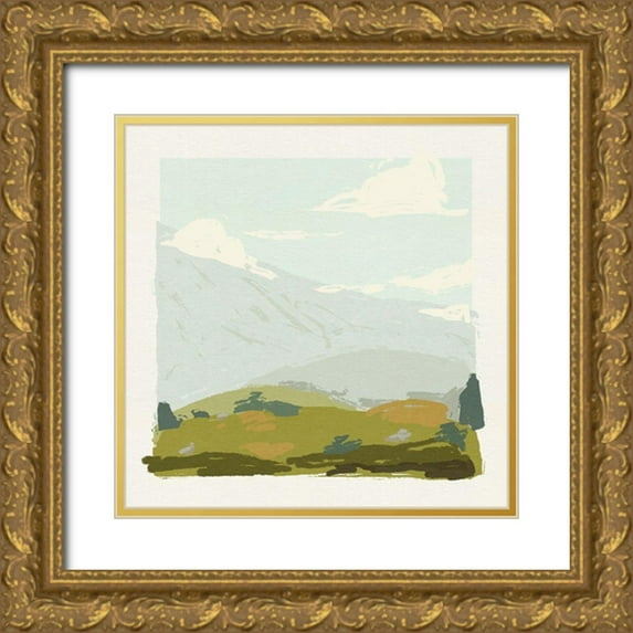 Green, Jacob 26x26 Gold Ornate Wood Framed with Double Matting Museum Art Print Titled - Alpine Ascent I