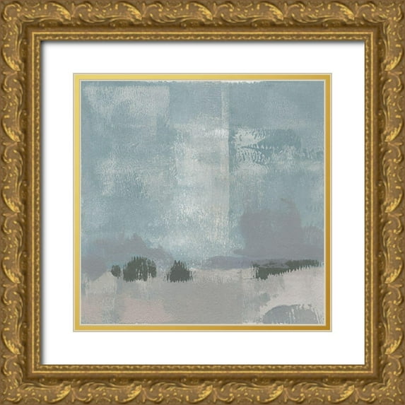 Green, Jacob 26x26 Gold Ornate Wood Framed with Double Matting Museum Art Print Titled - Gris Abstrait I