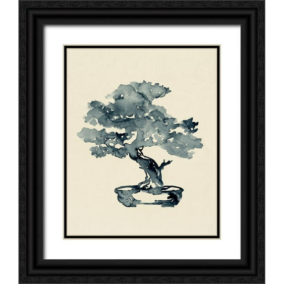 Green, Jacob 26x32 Black Ornate Wood Framed with Double Matting Museum Art Print Titled - Indigo Bonsai III
