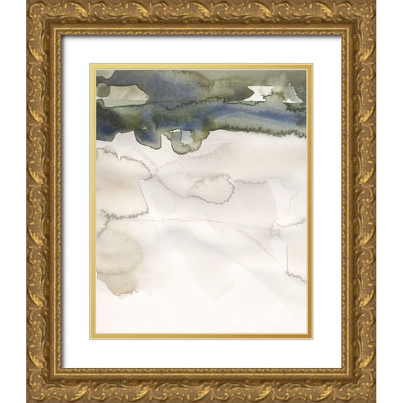 Green, Jacob 26x32 Gold Ornate Wood Framed with Double Matting Museum Art Print Titled - Watercolor Abstract Horizon IV