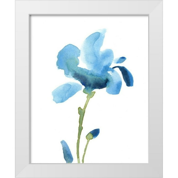 Green, Jacob 26x32 White Modern Wood Framed Museum Art Print Titled - Striking Blue Iris IV