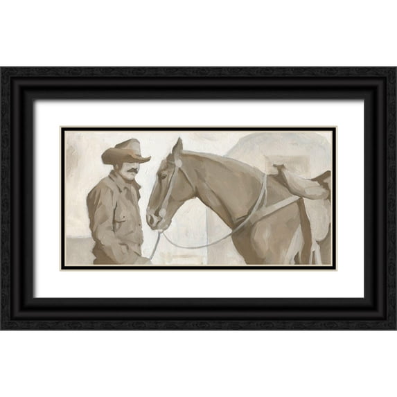 Green, Jacob 32x18 Black Ornate Wood Framed with Double Matting Museum Art Print Titled - Work Friends II
