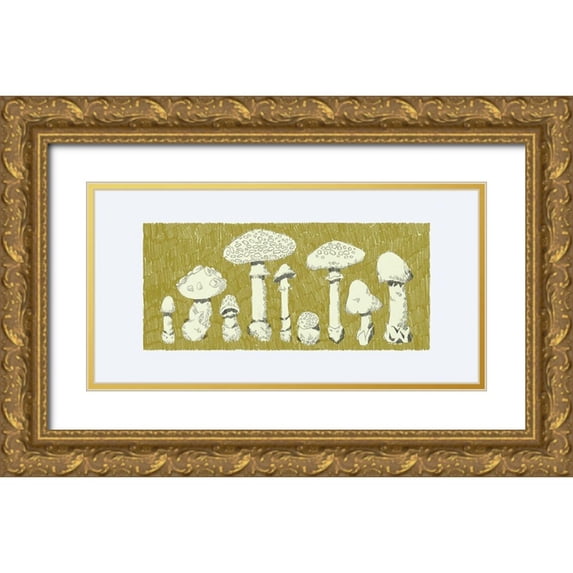 Green, Jacob 32x18 Gold Ornate Wood Framed with Double Matting Museum Art Print Titled - Forest Fungi I