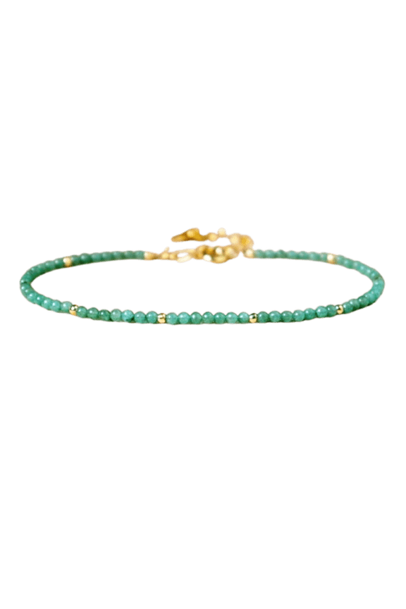 Green Jade 2mm Round Shape Smooth Cut Beads 7 inch Adjustable Gold Plated Clasp Bracelet for men, women, unisex. Link Chain Stacking Bracelet.|LINK_03488