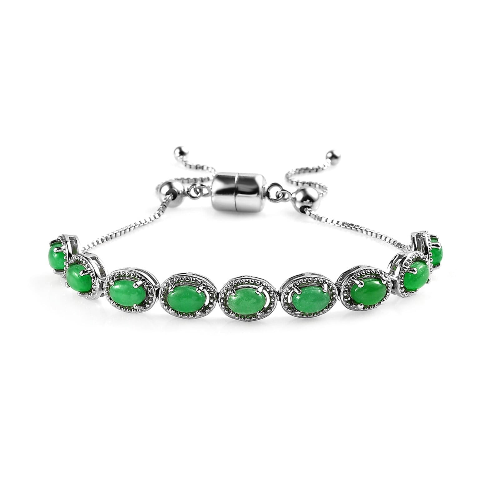 Green Jade Bracelet For Women Art Deco Tennis Bracelet 925 Silver Dainty Wedding Bracelet Vintage Gemstone Bracelet Gift For Her