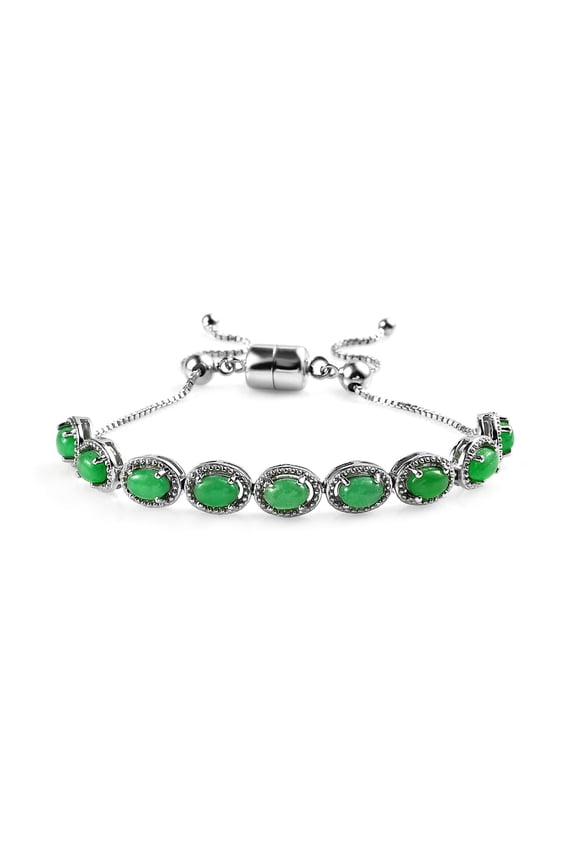 Green Jade Bracelet For Women Art Deco Tennis Bracelet 925 Silver Dainty Wedding Bracelet Vintage Gemstone Bracelet Gift For Her