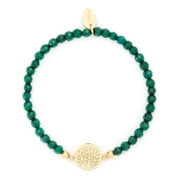EVE'S ADDICTION Green Jade Bracelet with Tree of Life Charm