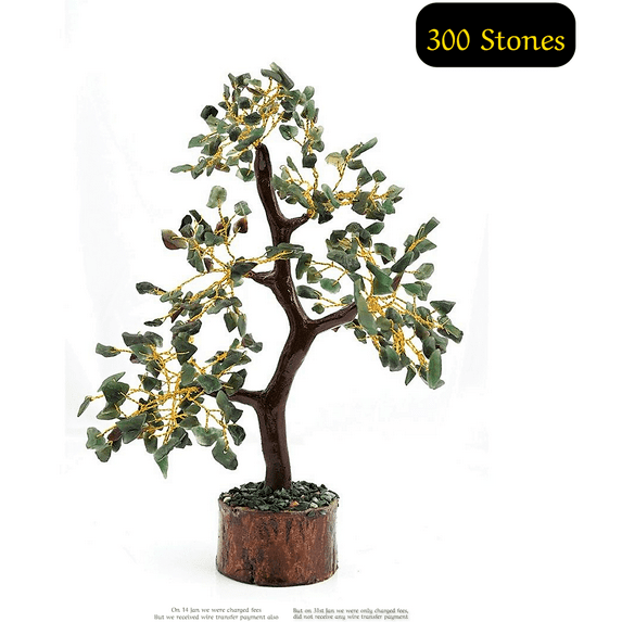 Green Jade Crystal Tree - Crystal Tree for Positive Energy - Real Green Jade Crystals - Gemstone Feng Shui Tree of Life Decor, Natural Jade Crystals and Healing Stones Bonsai for Home Office Décor