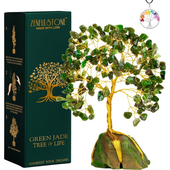 Green Jade Crystal Tree for Luck & Prosperity Decor for Home and Office | Handmade Tree of Life for Wealth & Balance and Good Fortune | Perfect Well-Being Gift for Loved Ones