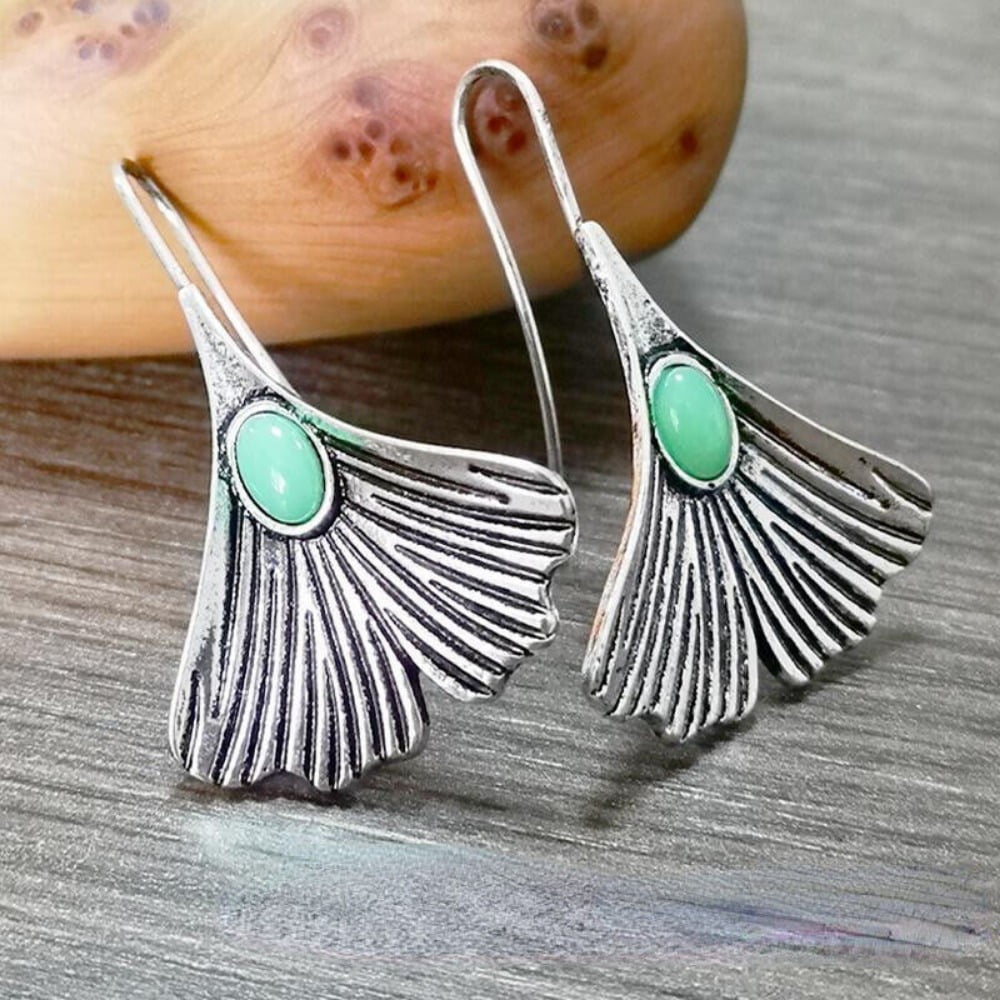 JONJUMP Green Jade Earrings Women Amulet Stone Natural Jewelry Charm