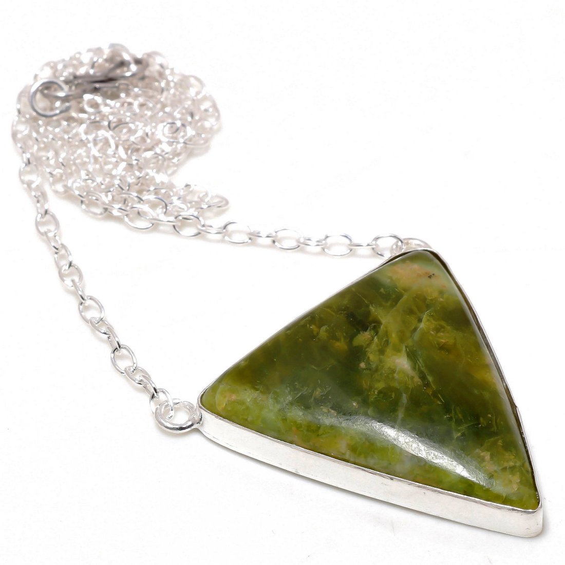 S S GEMS & JEWELLERY Green Jade Gemstone Chain Pendant Handmade Engagement Gift Jewelry 1.60" CP 542