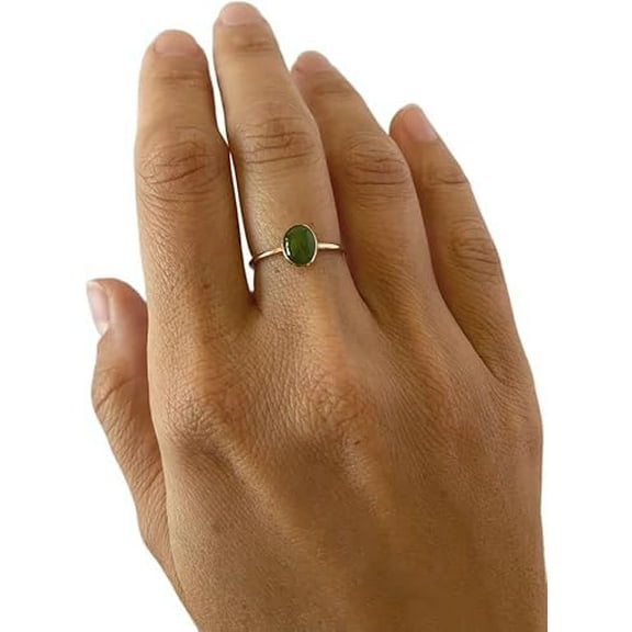 Green Jade Gemstone ring, Natural Jade Tiny ring, March birthstone, womens ring, gold micron ring, 925 Sterling Silver, Fine Jewelry, dainty Ring, Minimal Stackable Ring