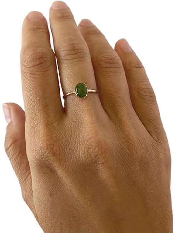 Green Jade Gemstone ring, Natural Jade Tiny ring, March birthstone, womens ring, gold micron ring, 925 Sterling Silver, Fine Jewelry, dainty Ring, Minimal Stackable Ring