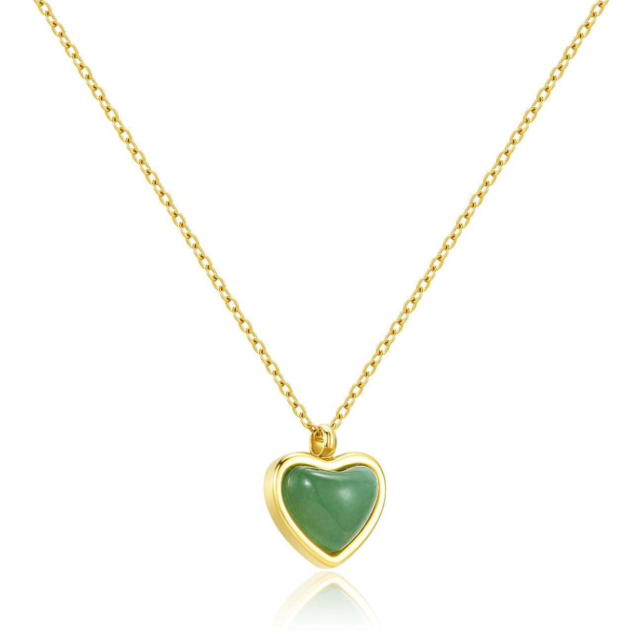HOME DCOR Green Jade Heart Necklace - Raw Stone Green Aventurine Healing Crystals - Dainty Green Heart Pendant Carnelian Heart Pendant Necklace for Women and Girls Exquisite Craftsmanship Valentine's Gift for H